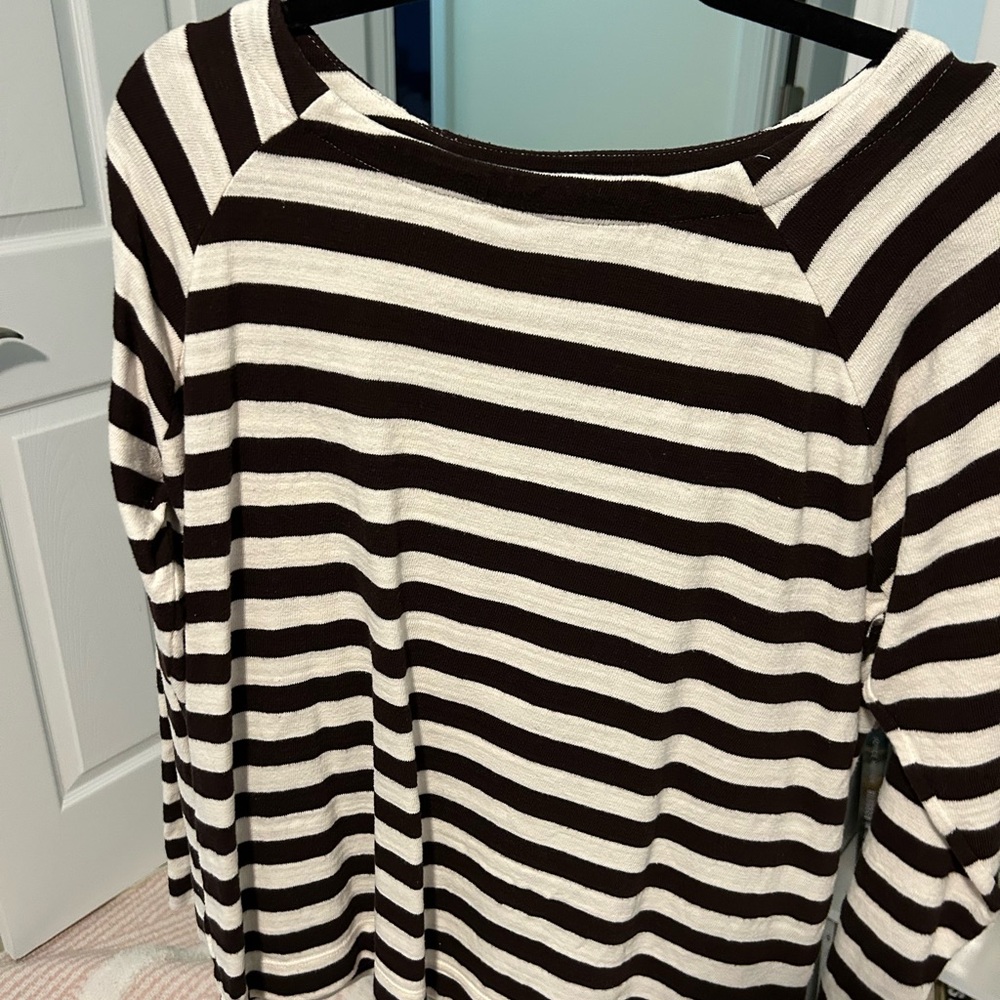 Brown and cream striped loft xl sweater women’s